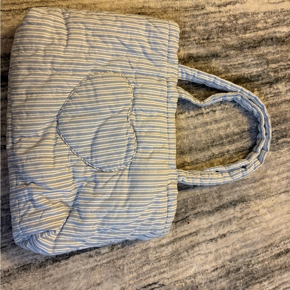 Hollister Blue and White Striped Quilted Tote